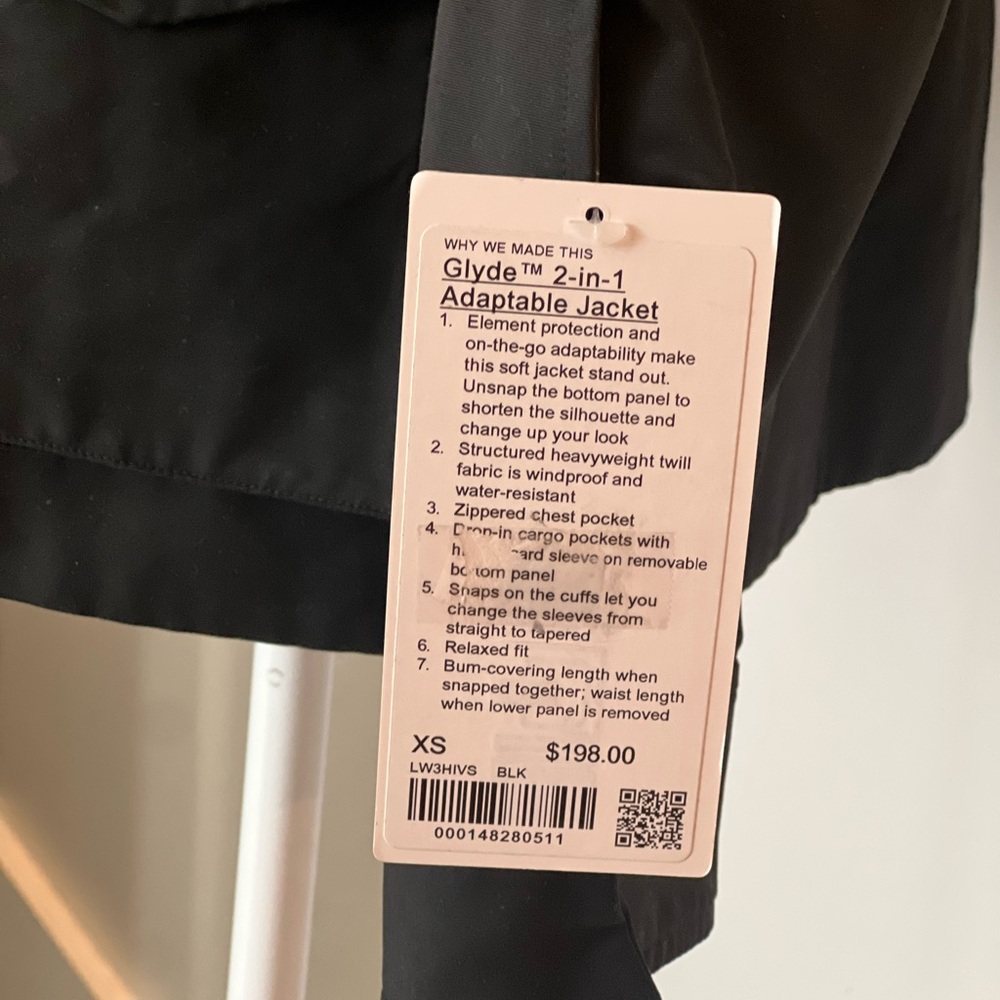 Lululemon Glyde 2in1 Adaptable Jacket, Black, XS - Picture 3 of 6